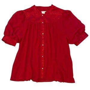 Anthropologie Red Lace Blouse